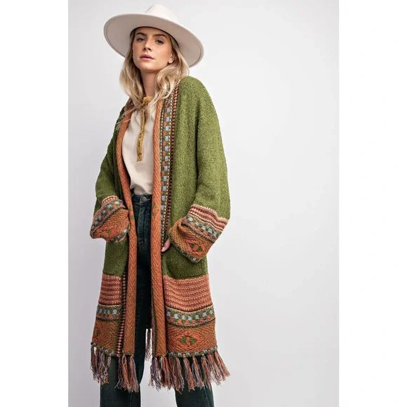 Ethnic-Inspired Cardigan Sweater - Regular Size - Picture 4 of 4